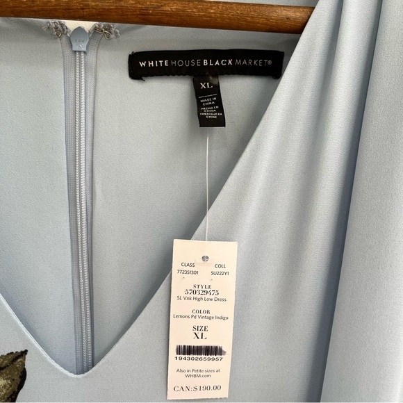 WHBM Blue Sleeveless Lemon Print Tea Midi Dress High Low Hem XL - Picture 14 of 16